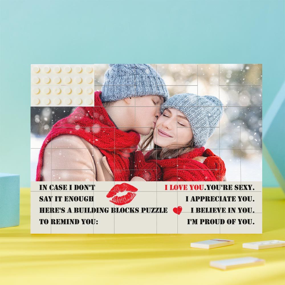 Custom Building Block Puzzle Photo Bricks Gifts for Girlfriend I'm Proud of You - SantaSocks