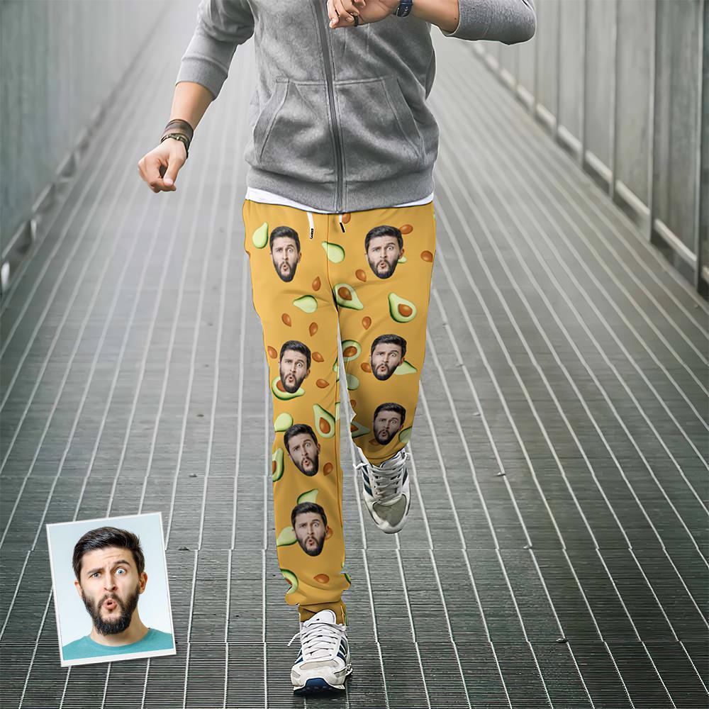 Custom Face Sweatpants Personalized Unisex Joggers Avocado Design