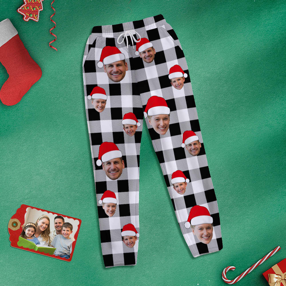 Custom Face Sweatpants Personalized Photo Christmas Family Buffalo Plaid Golf Pants for Him - My Photo Socks AU