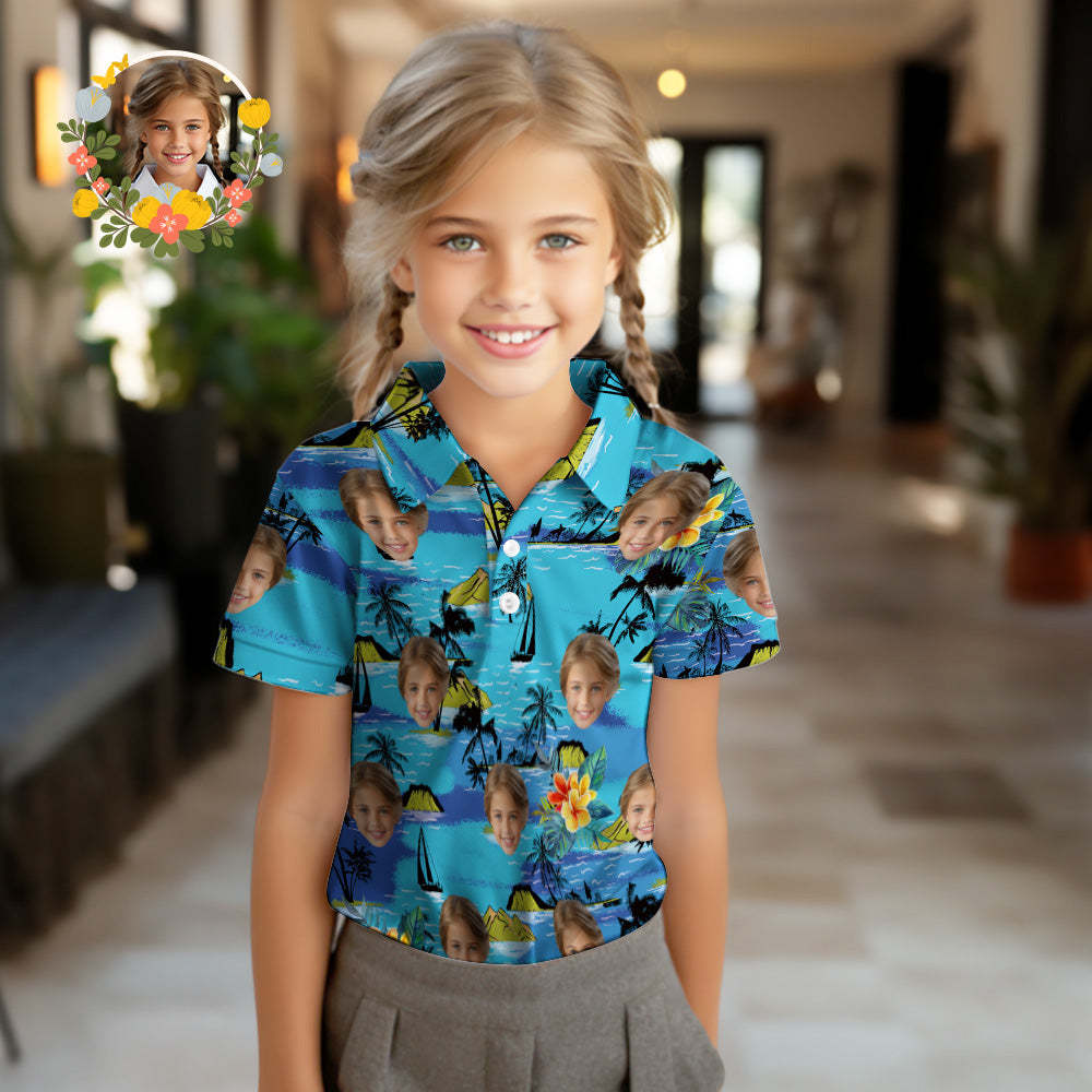 Custom Face Kids Polo Shirts Personalized Photo Hawaiian Style Shirt Vice City - My Photo Socks AU