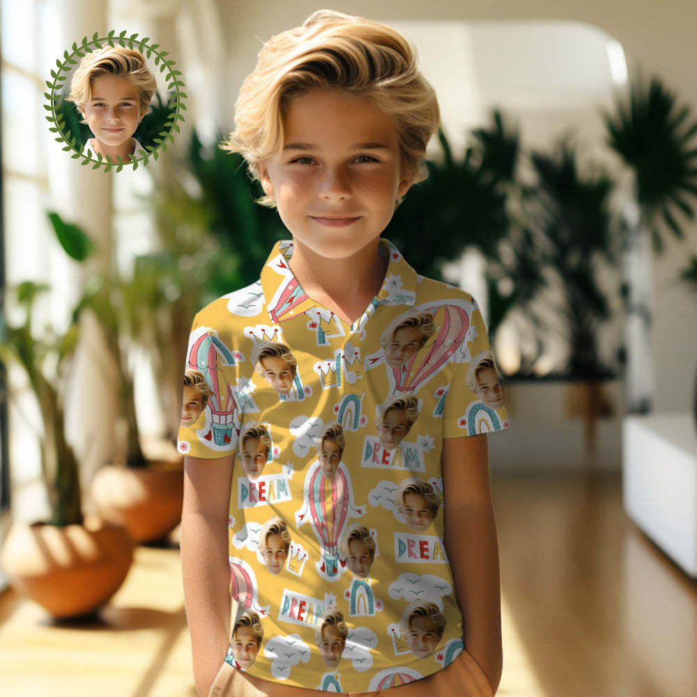 Custom Face Kids Polo Shirts Personalized Photo Shirt Colorful Dreams - My Photo Socks AU