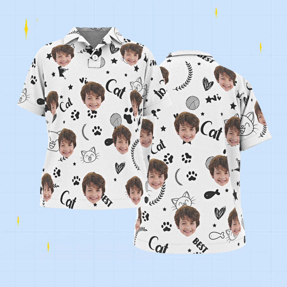 Custom Face Kids Polo Shirts Personalized Photo Shirt Cute Cats - My Photo Socks AU