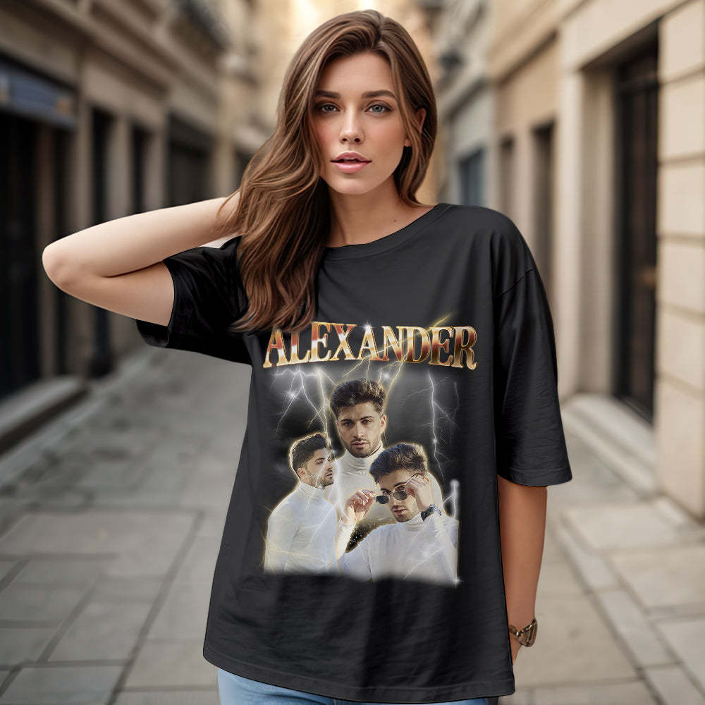 Custom Vintage Photo Tee – Personalized Name Shirt, Unique Christmas Gift for Dog Lovers Family or Friends