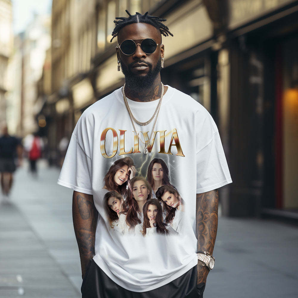 Custom Vintage Photo Tee – Personalized Name Shirt, Unique Christmas Gift for Dog Lovers Family or Friends - MyPhotoSocksAu