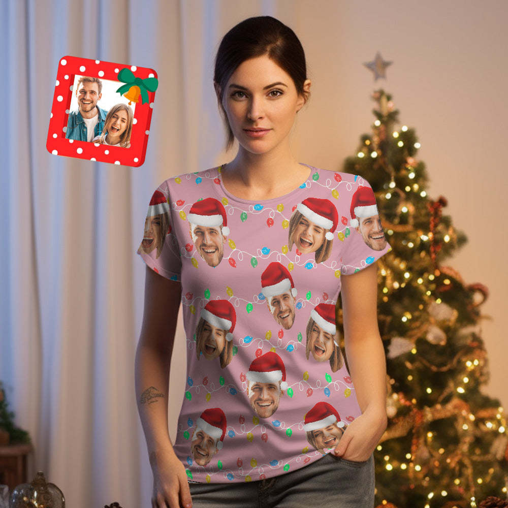 Custom Face T-shirt Personalized Personalized Photo Xmas Leds Unisex T-shirts Merry Christmas - My Photo Socks AU