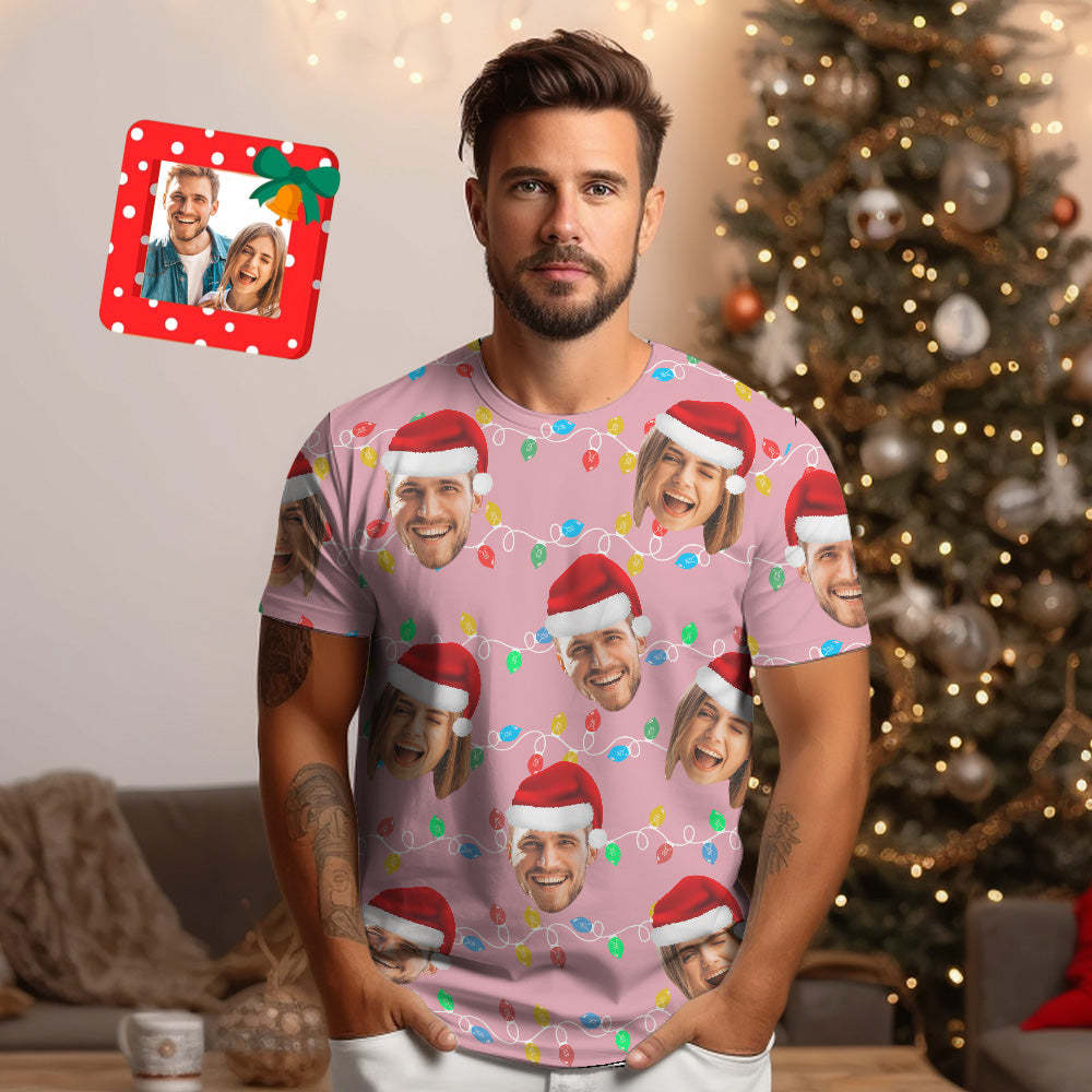 Custom Face T-shirt Personalized Personalized Photo Xmas Leds Unisex T-shirts Merry Christmas - My Photo Socks AU