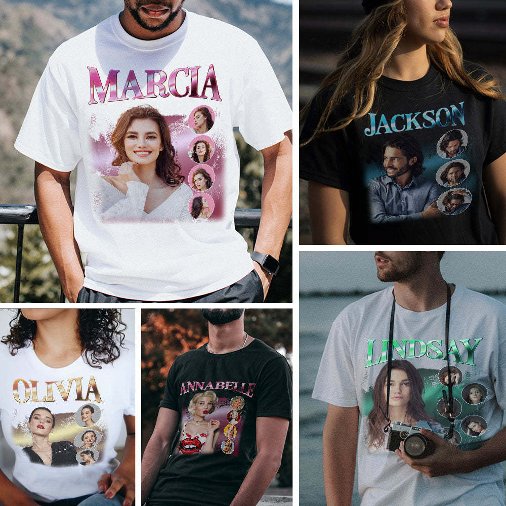 Custom Photo and Name Bootleg Rap Tee Personalized Vintage T-shirt - My Photo Socks AU