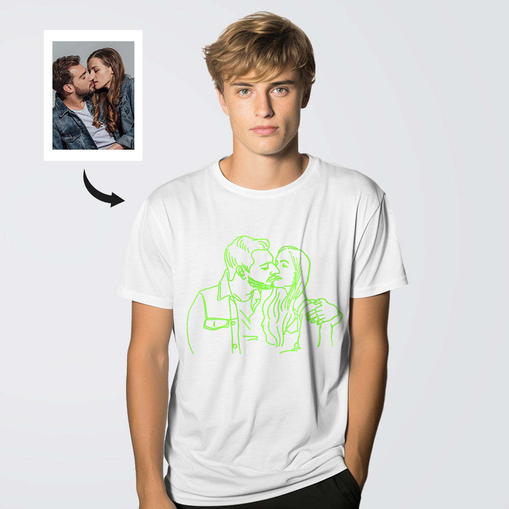 Custom Photo Glow In The Dark Multicolour T-shirt Personalized Luminous Unisex Shirt Creative Gift - My Photo Socks AU