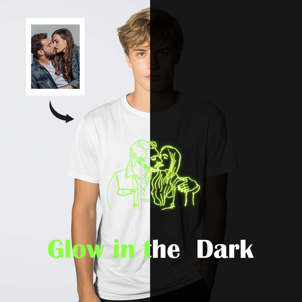 Custom Photo Glow In The Dark Multicolour T-shirt Personalized Luminous Unisex Shirt Creative Gift - My Photo Socks AU
