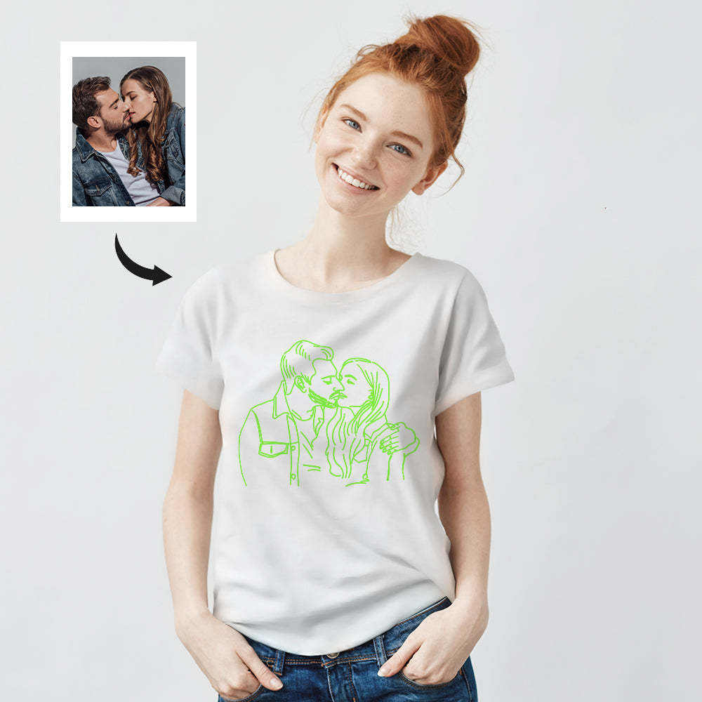 Custom Photo Glow In The Dark Multicolour T-shirt Personalized Luminous Unisex Shirt Creative Gift - My Photo Socks AU
