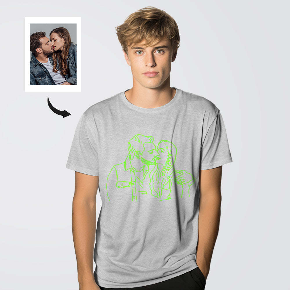 Custom Photo Glow In The Dark Multicolour T-shirt Personalized Luminous Unisex Shirt Creative Gift - My Photo Socks AU