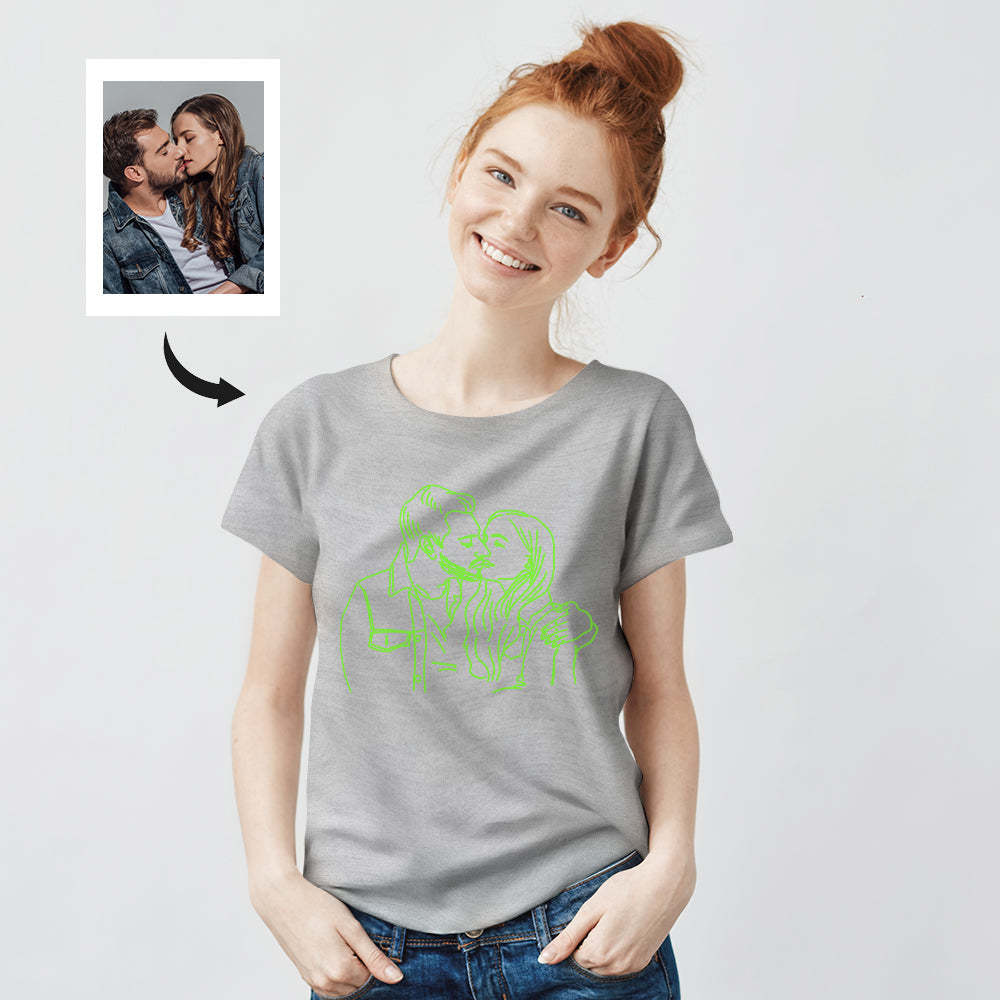 Custom Photo Glow In The Dark Multicolour T-shirt Personalized Luminous Unisex Shirt Creative Gift - My Photo Socks AU