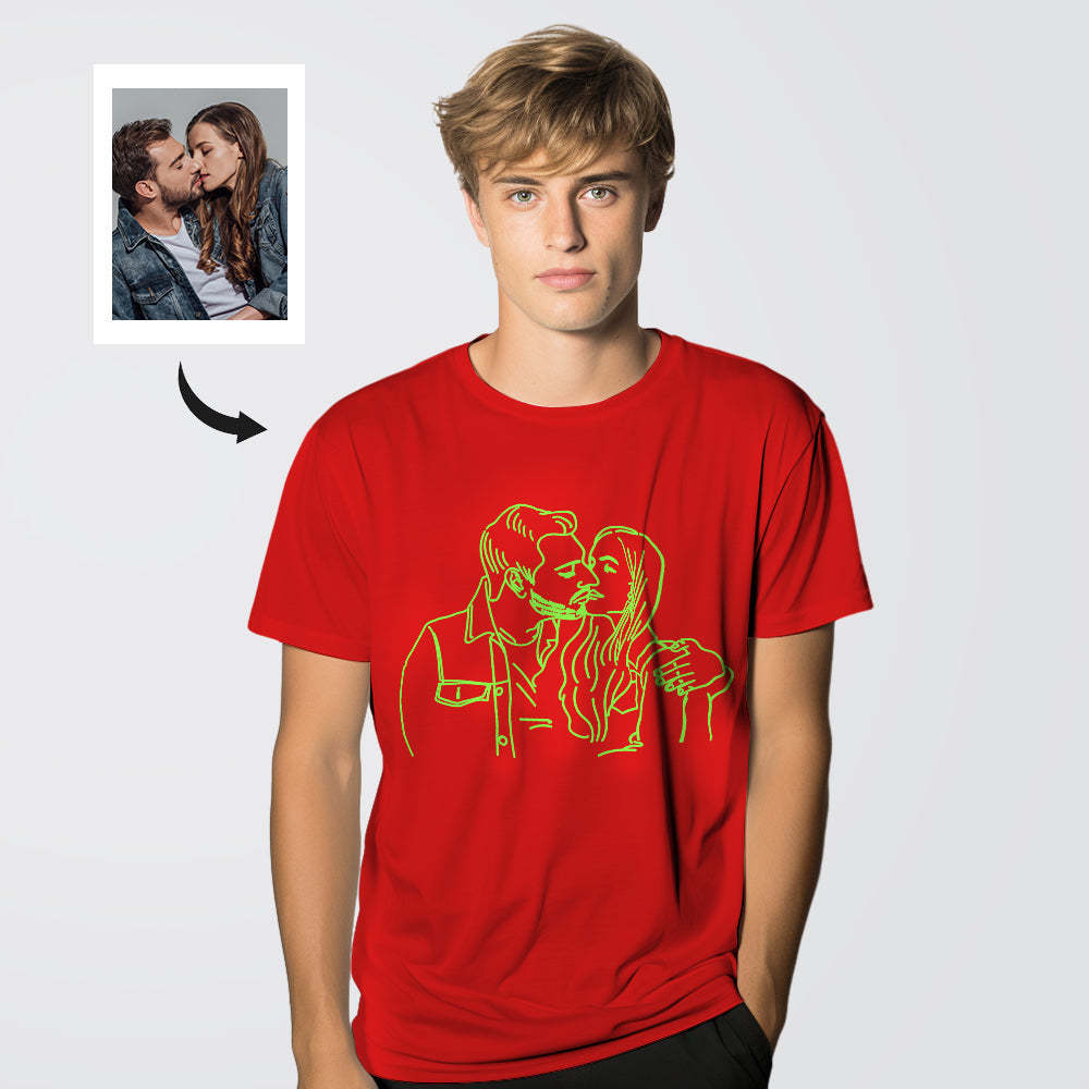 Custom Photo Glow In The Dark Multicolour T-shirt Personalized Luminous Unisex Shirt Creative Gift - My Photo Socks AU