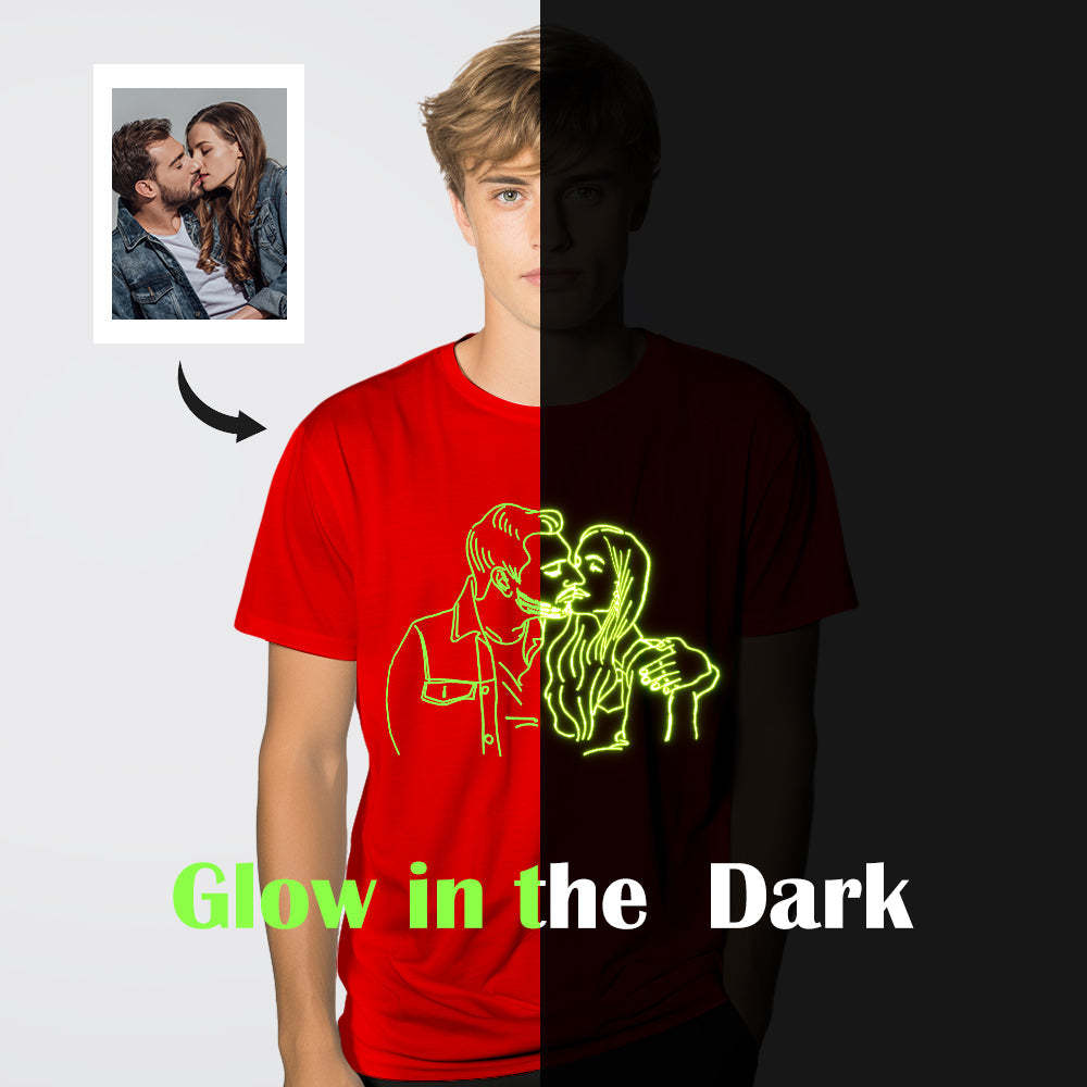 Custom Photo Glow In The Dark Multicolour T-shirt Personalized Luminous Unisex Shirt Creative Gift - My Photo Socks AU