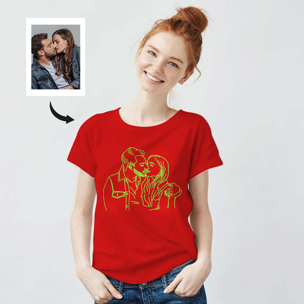 Custom Photo Glow In The Dark Multicolour T-shirt Personalized Luminous Unisex Shirt Creative Gift - My Photo Socks AU