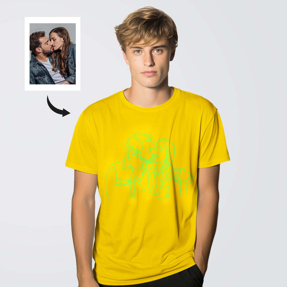 Custom Photo Glow In The Dark Multicolour T-shirt Personalized Luminous Unisex Shirt Creative Gift - My Photo Socks AU
