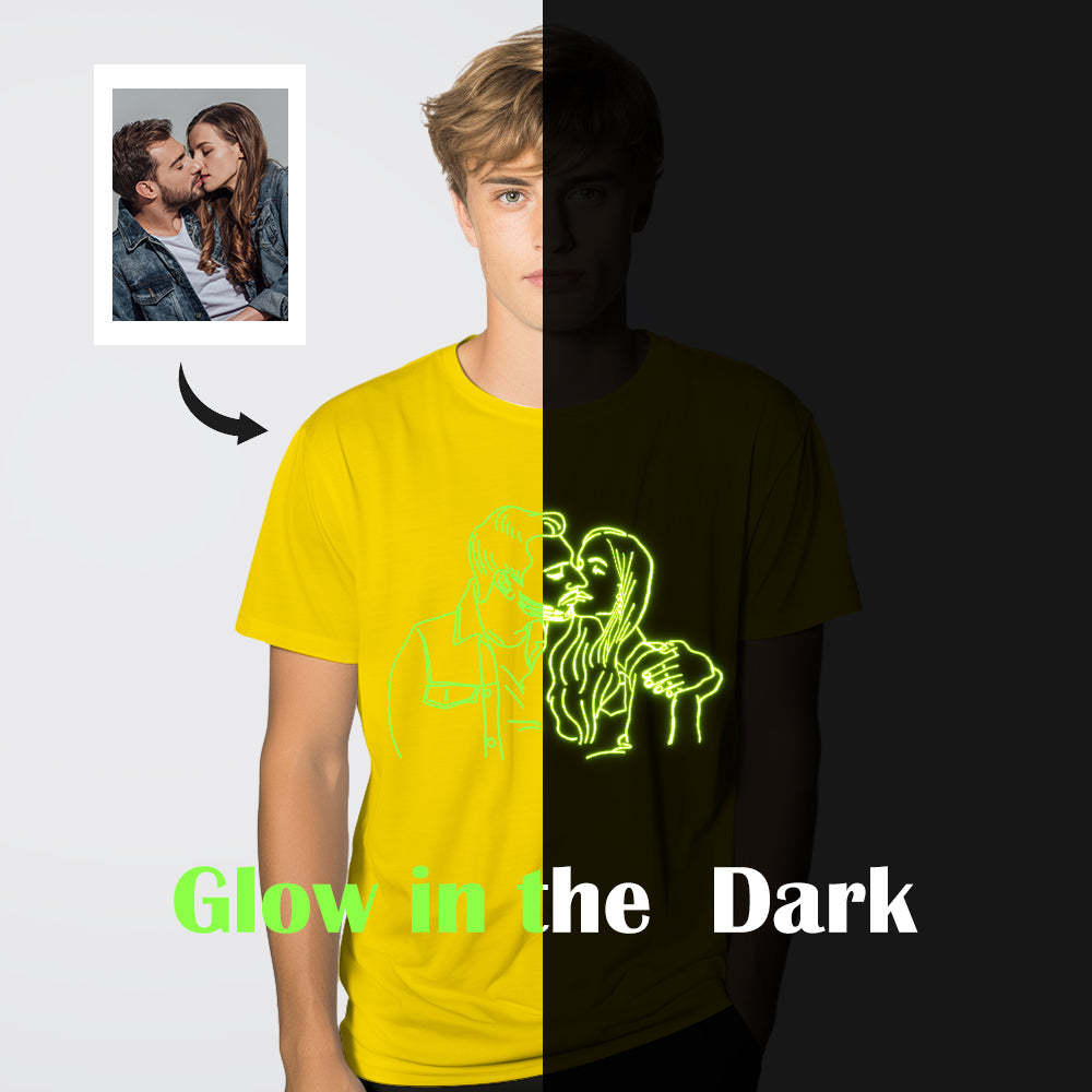 Custom Photo Glow In The Dark Multicolour T-shirt Personalized Luminous Unisex Shirt Creative Gift - My Photo Socks AU