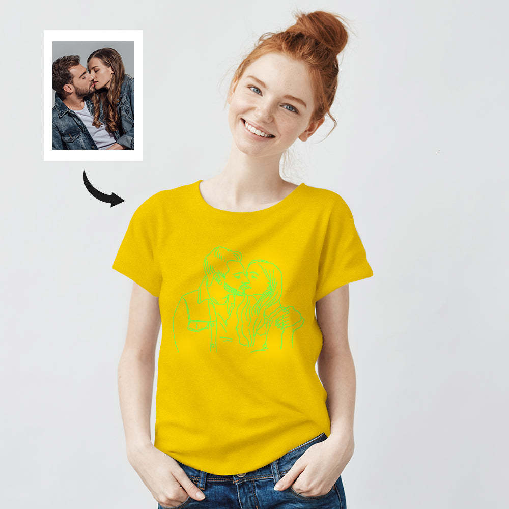 Custom Photo Glow In The Dark Multicolour T-shirt Personalized Luminous Unisex Shirt Creative Gift - My Photo Socks AU