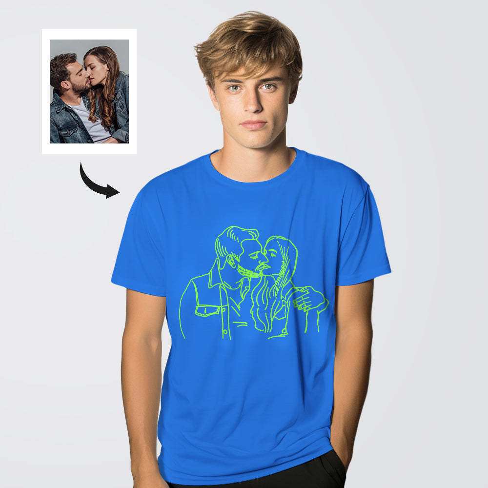 Custom Photo Glow In The Dark Multicolour T-shirt Personalized Luminous Unisex Shirt Creative Gift - My Photo Socks AU