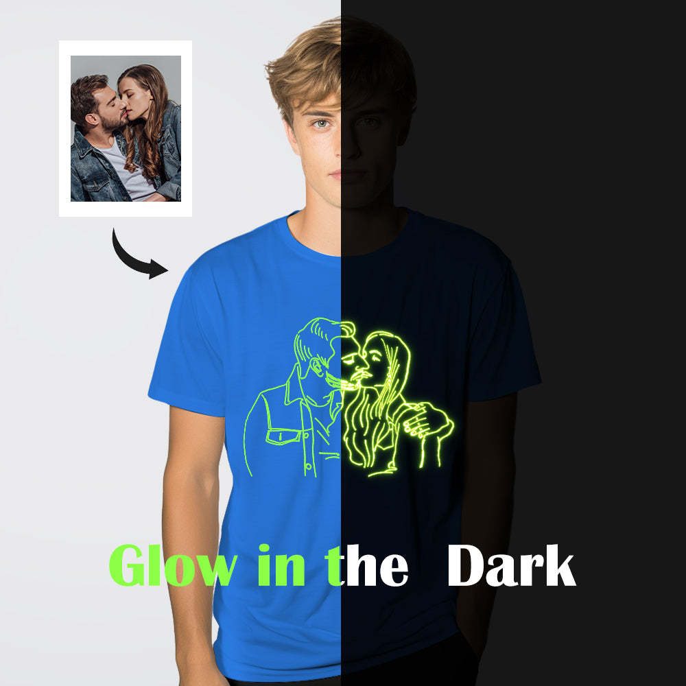 Custom Photo Glow In The Dark Multicolour T-shirt Personalized Luminous Unisex Shirt Creative Gift - My Photo Socks AU