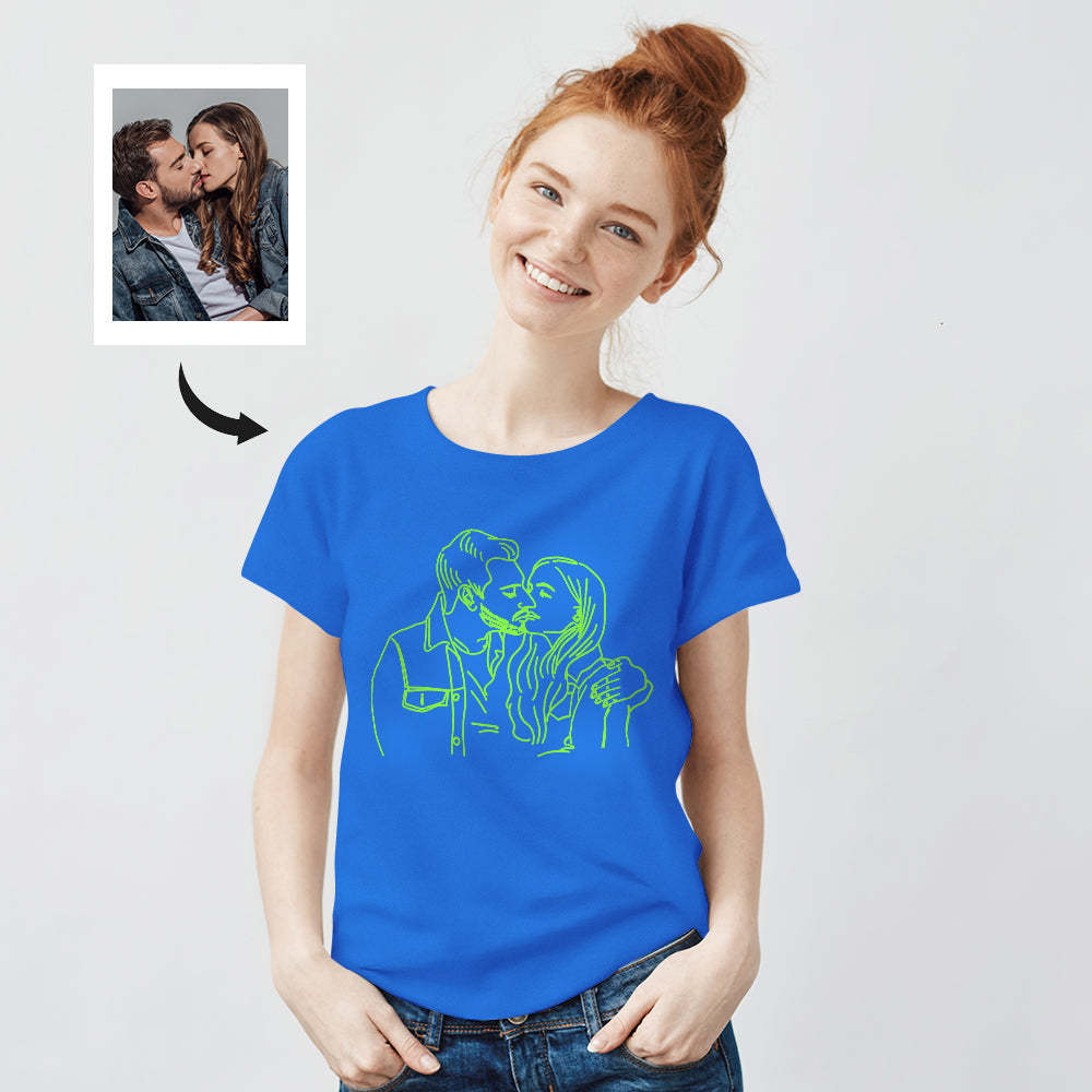 Custom Photo Glow In The Dark Multicolour T-shirt Personalized Luminous Unisex Shirt Creative Gift - My Photo Socks AU