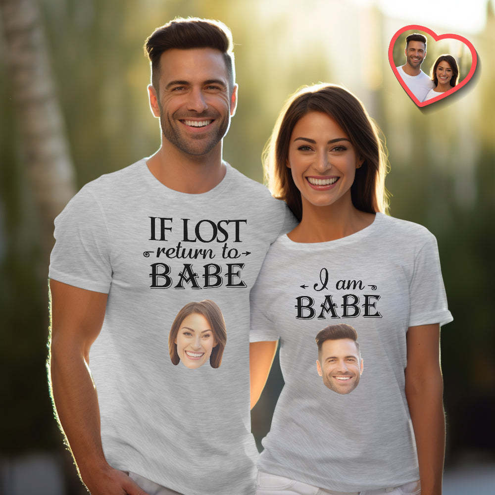 Custom Couple Matching T-shirts Love Babe Personalized Matching Couple Shirts Valentine's Day Gift - My Photo Socks AU