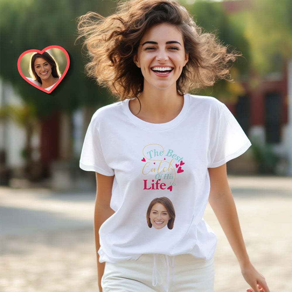 Custom Couple Matching T-shirts Best Catch Personalized Matching Couple Shirts Valentine's Day Gift - My Photo Socks AU