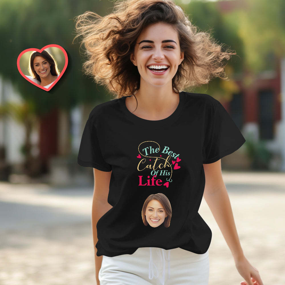 Custom Couple Matching T-shirts Best Catch Personalized Matching Couple Shirts Valentine's Day Gift - My Photo Socks AU