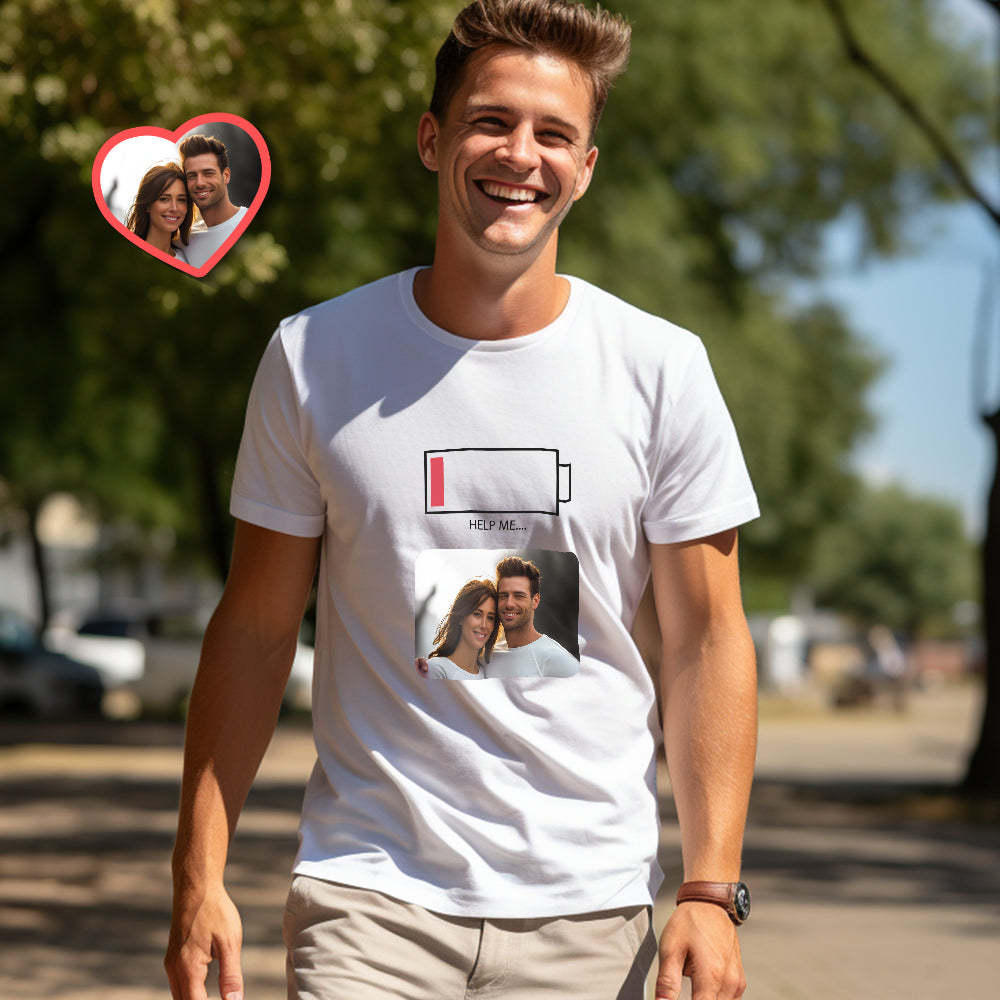 Custom Couple Matching T-shirts HELP ME Personalized Matching Couple Shirts Valentine's Day Gift - My Photo Socks AU