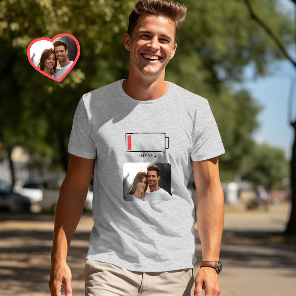 Custom Couple Matching T-shirts HELP ME Personalized Matching Couple Shirts Valentine's Day Gift - My Photo Socks AU