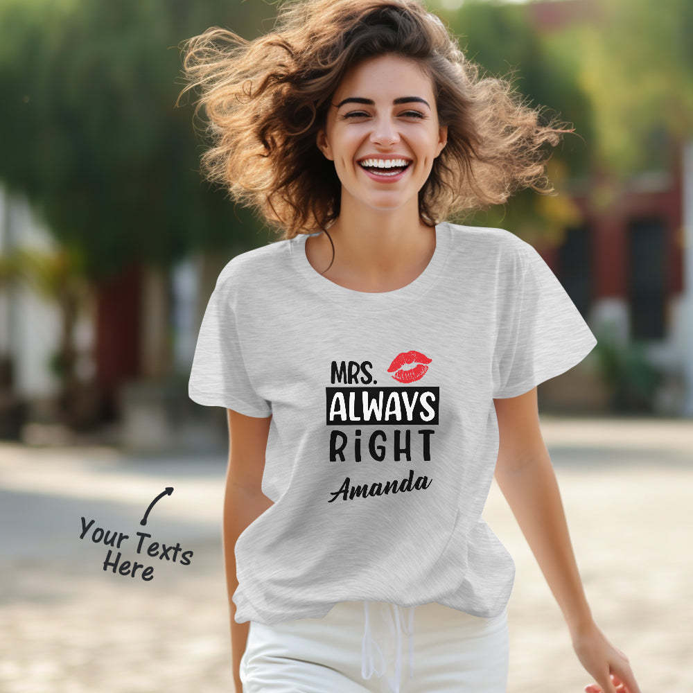 Custom Couple Matching T-shirts Mr Never Wrong and Mrs Always Right Valentine's Day Gift - My Photo Socks AU
