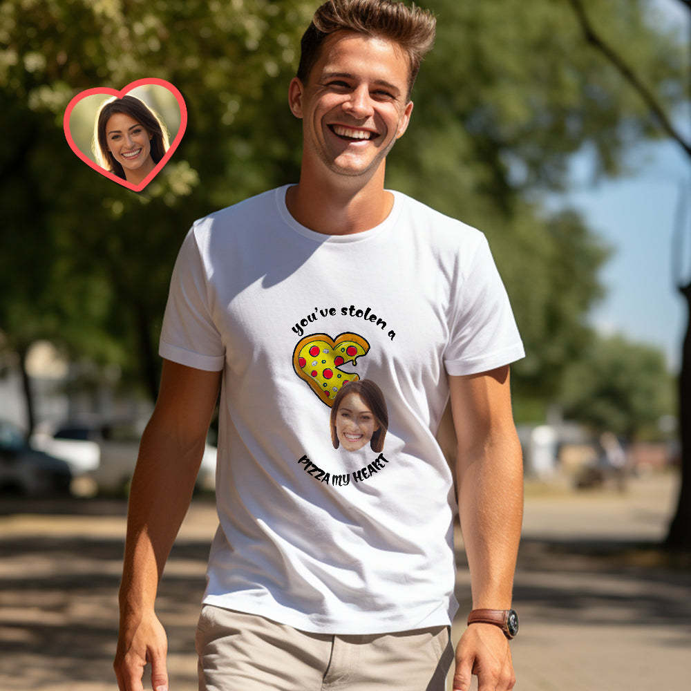Custom Couple Matching T-shirts Pizza My Heart Personalized Matching Couple Shirts Valentine's Day Gift - My Photo Socks AU