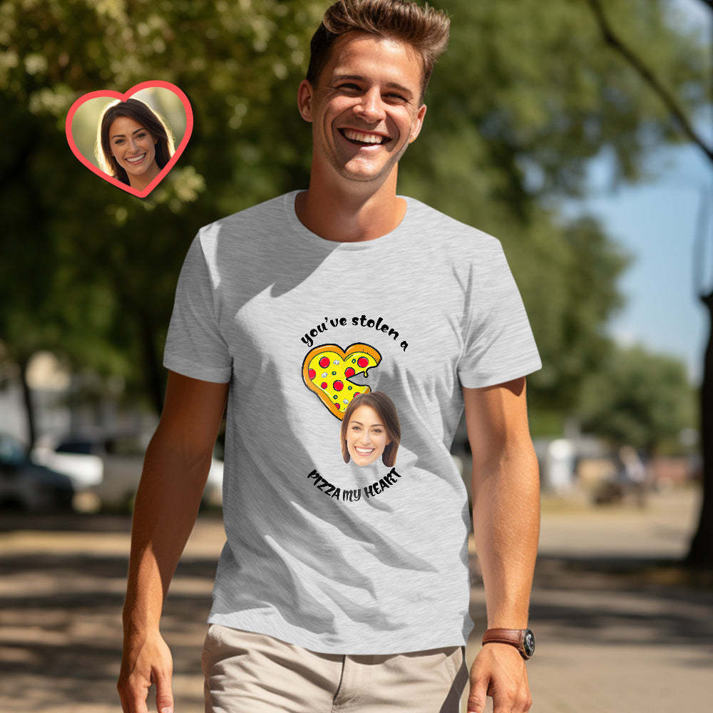 Custom Couple Matching T-shirts Pizza My Heart Personalized Matching Couple Shirts Valentine's Day Gift - My Photo Socks AU