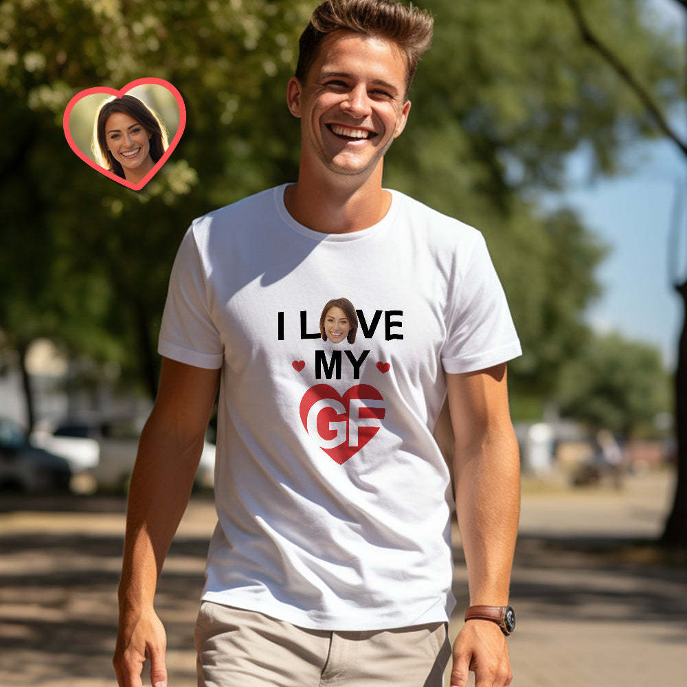 Custom Couple Matching T-shirts I Love My BF I Love My GF Valentine's Day Gift - My Photo Socks AU