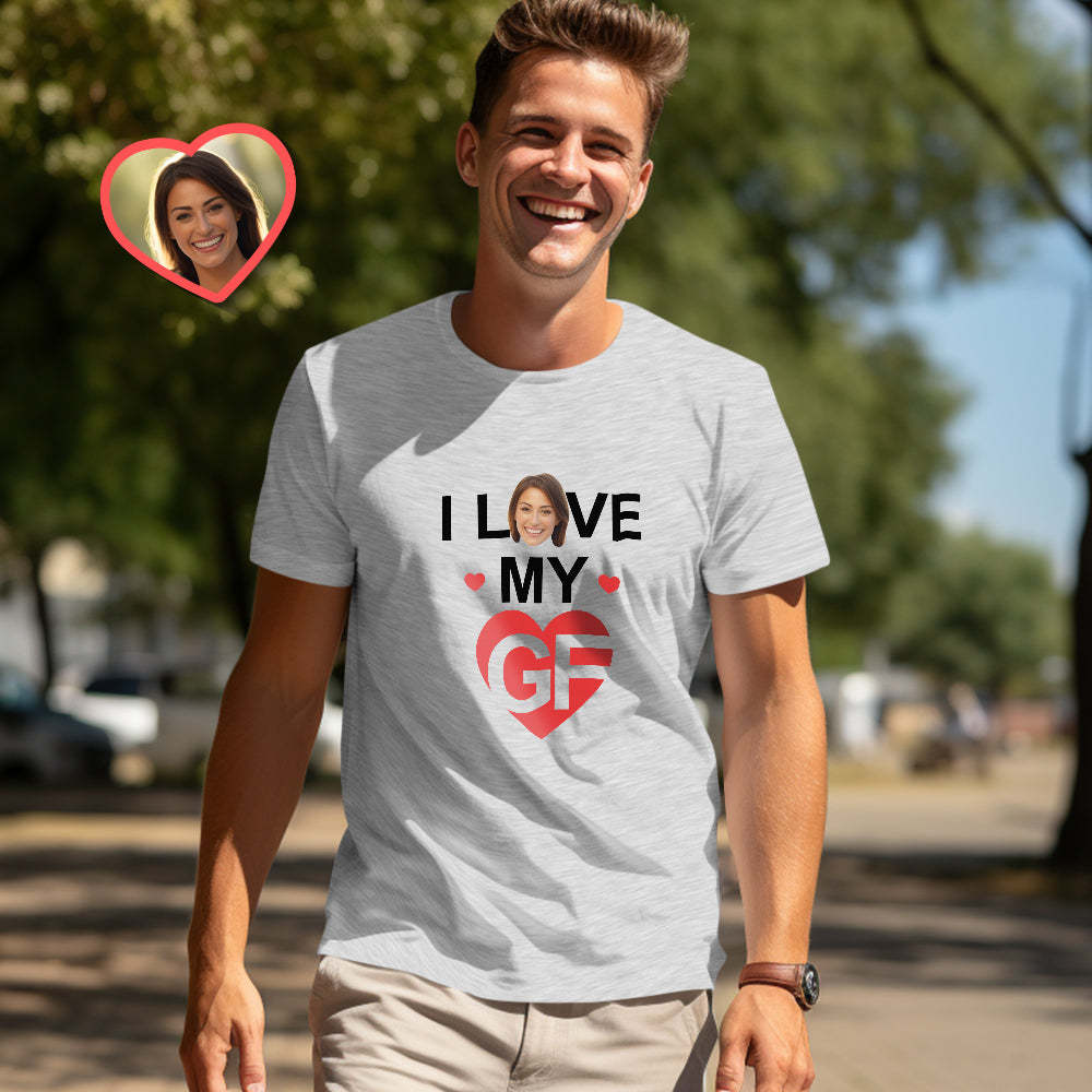 Custom Couple Matching T-shirts I Love My BF I Love My GF Valentine's Day Gift - My Photo Socks AU