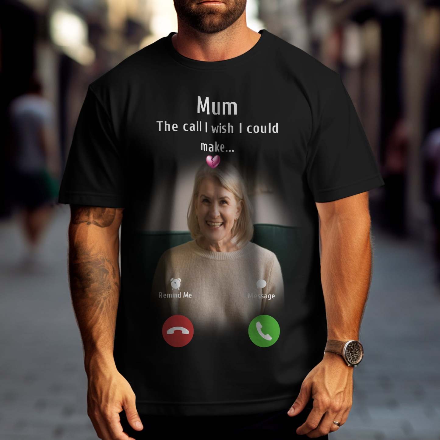 Custom Photo Memorial Mom T-shirt Memorial Gift Idea Personalised Shirt The Call I Wish I Could Make - My Photo Socks AU