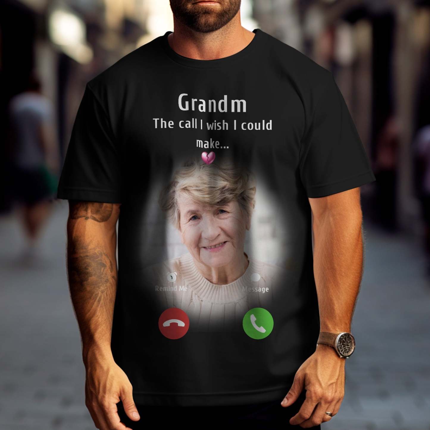 Custom Photo Memorial Mom T-shirt Memorial Gift Idea Personalised Shirt The Call I Wish I Could Make - My Photo Socks AU