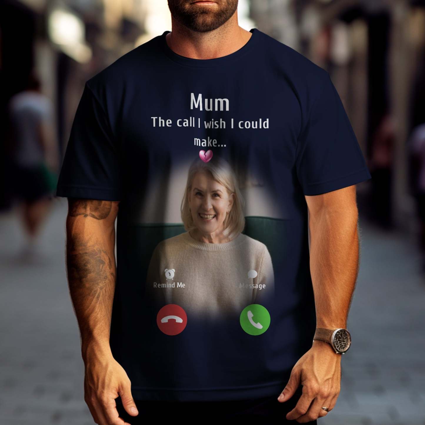 Custom Photo Memorial Mom T-shirt Memorial Gift Idea Personalised Shirt The Call I Wish I Could Make - My Photo Socks AU