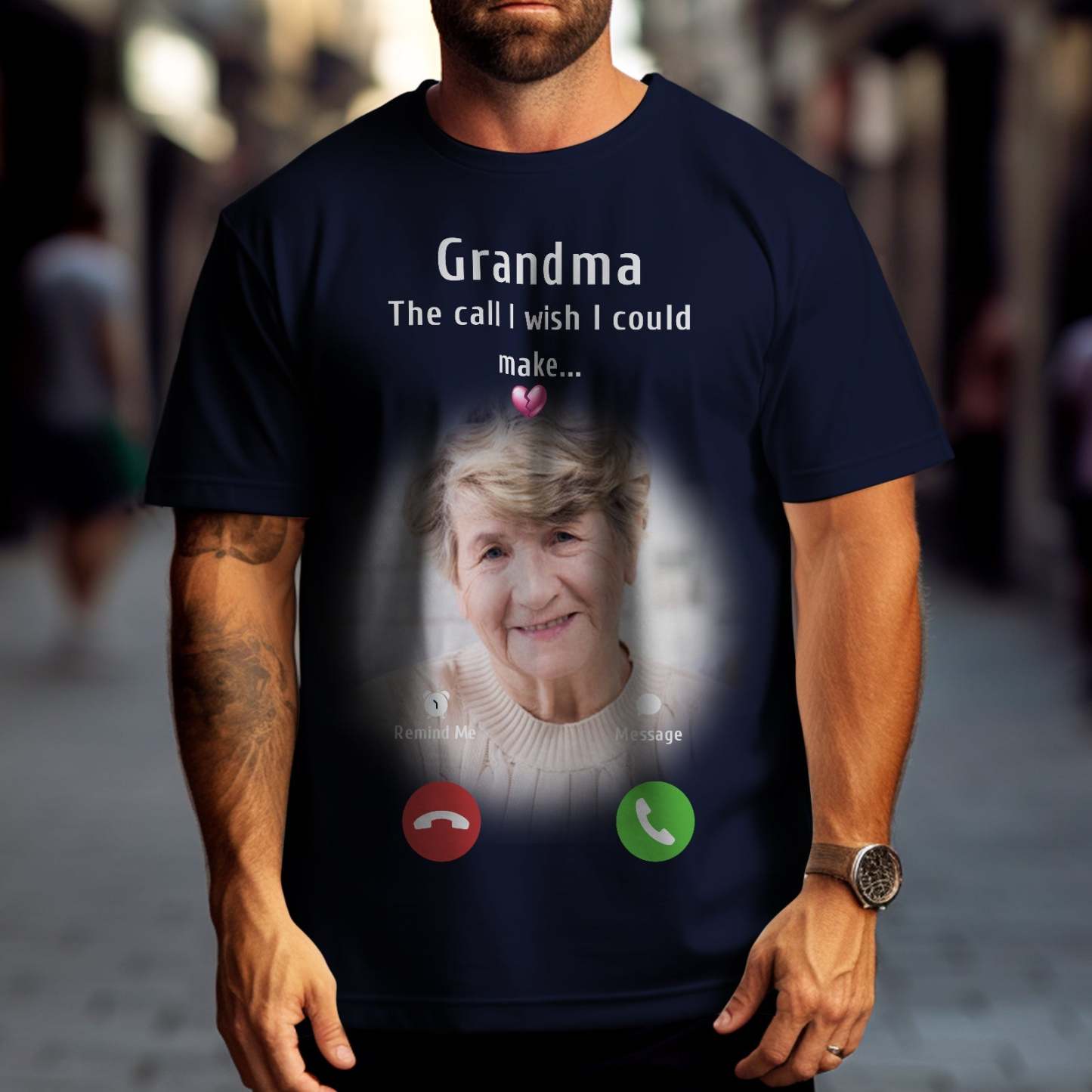 Custom Photo Memorial Mom T-shirt Memorial Gift Idea Personalised Shirt The Call I Wish I Could Make - My Photo Socks AU