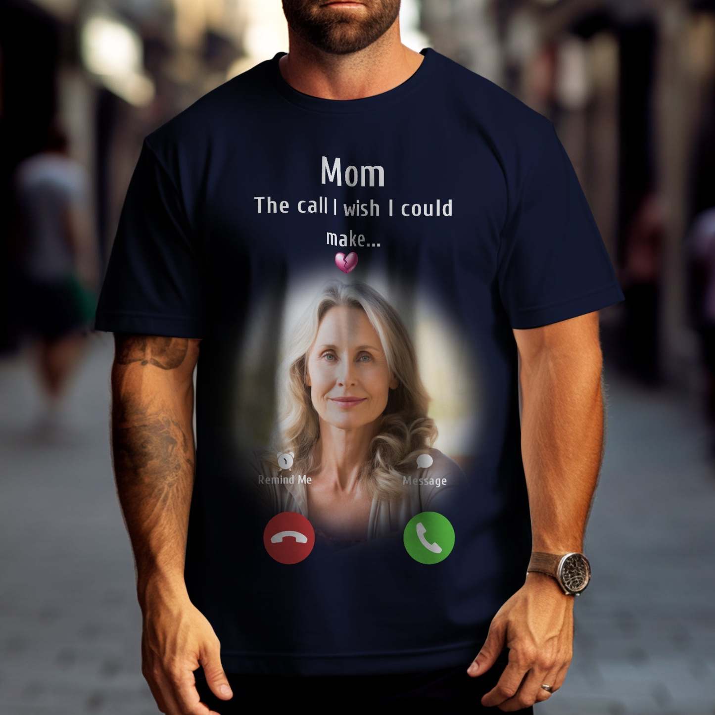 Custom Photo Memorial Mom T-shirt Memorial Gift Idea Personalised Shirt The Call I Wish I Could Make - My Photo Socks AU