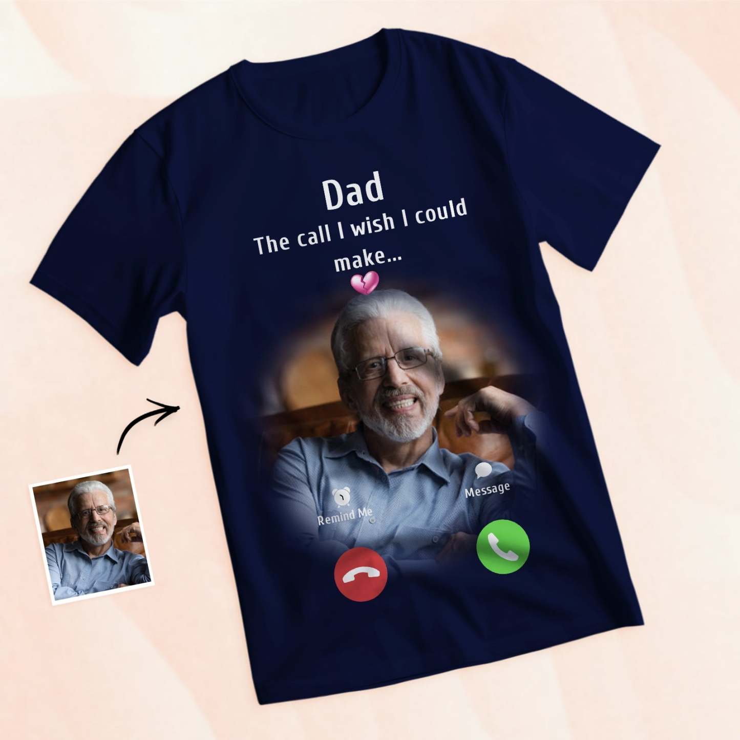 Custom Photo Memorial Mom T-shirt Memorial Gift Idea Personalised Shirt The Call I Wish I Could Make - My Photo Socks AU