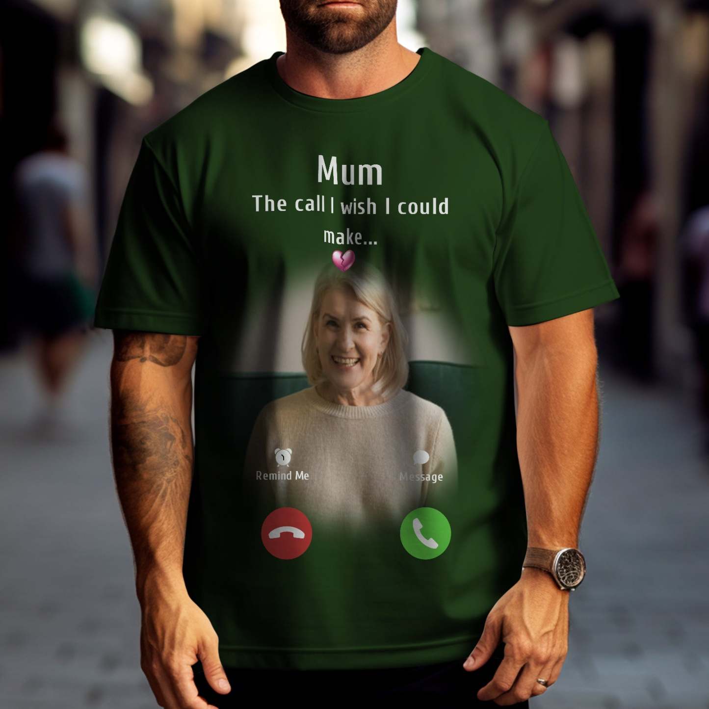 Custom Photo Memorial Mom T-shirt Memorial Gift Idea Personalised Shirt The Call I Wish I Could Make - My Photo Socks AU