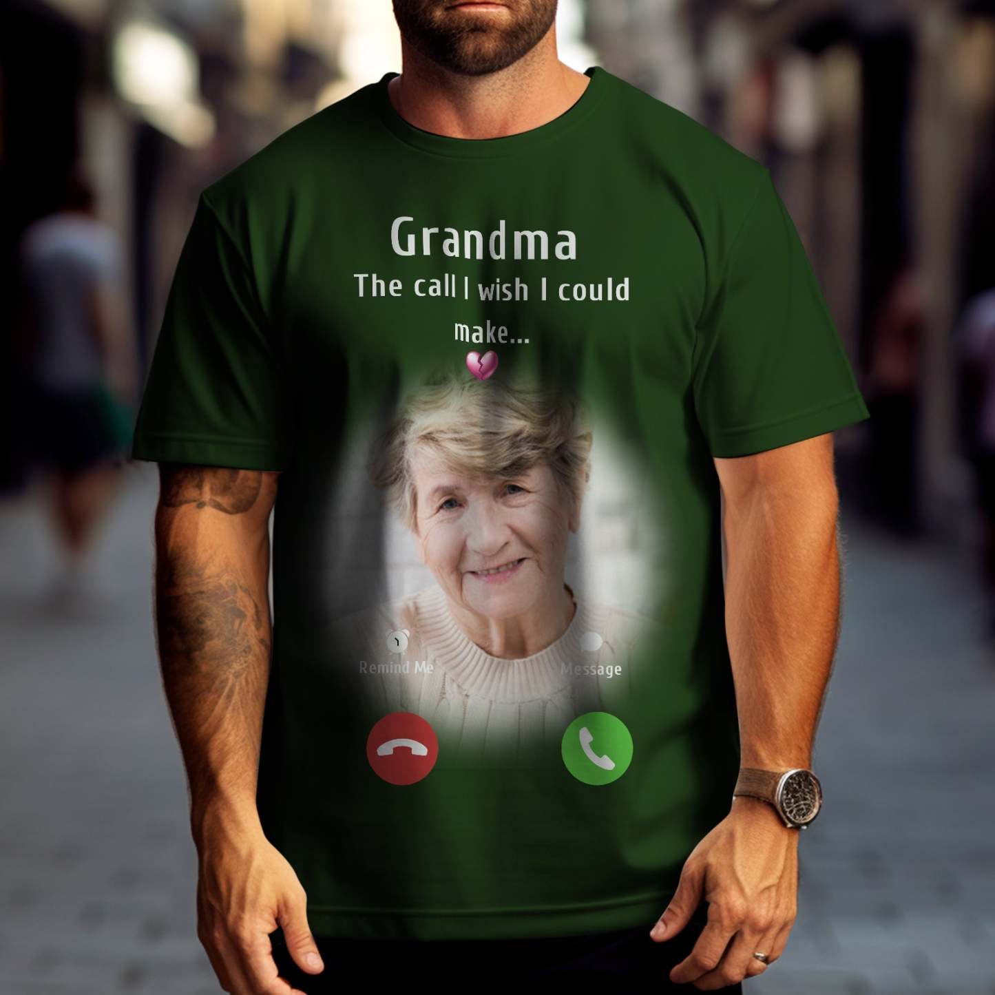 Custom Photo Memorial Mom T-shirt Memorial Gift Idea Personalised Shirt The Call I Wish I Could Make - My Photo Socks AU