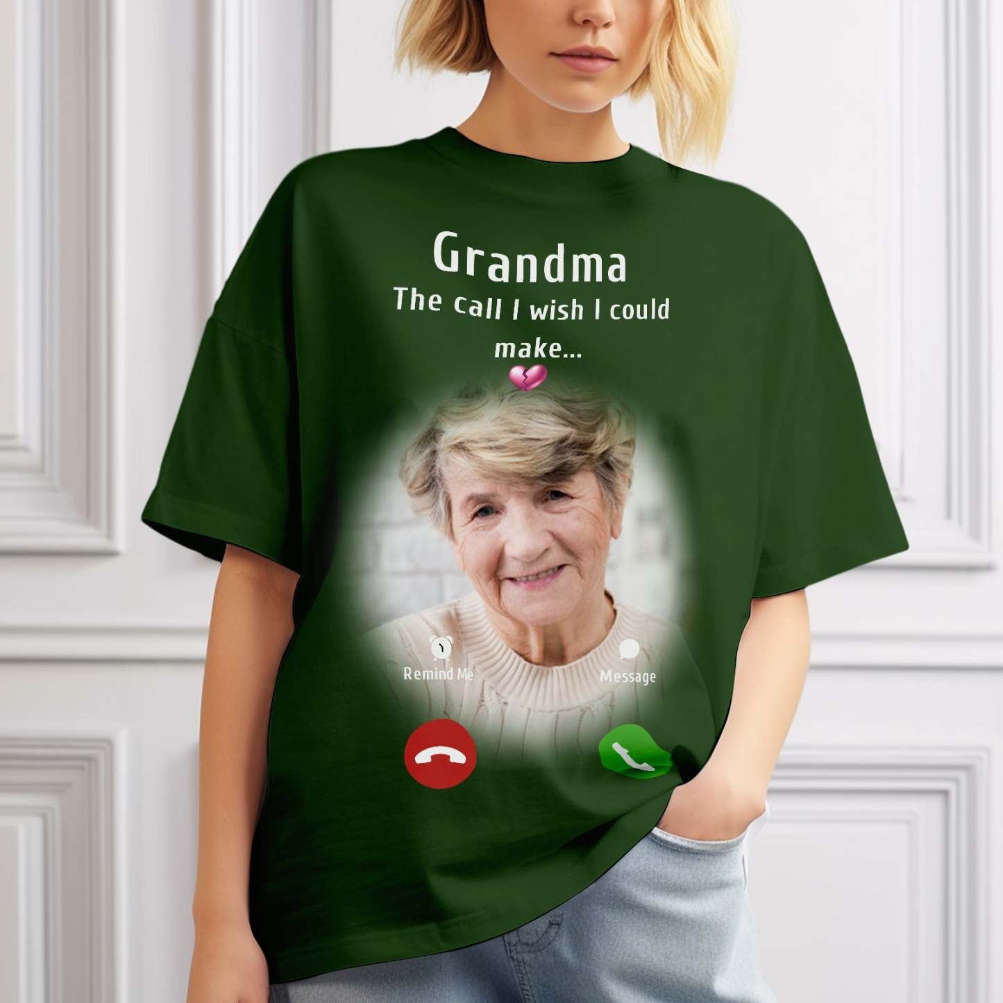 Custom Photo Memorial Mom T-shirt Memorial Gift Idea Personalised Shirt The Call I Wish I Could Make - My Photo Socks AU