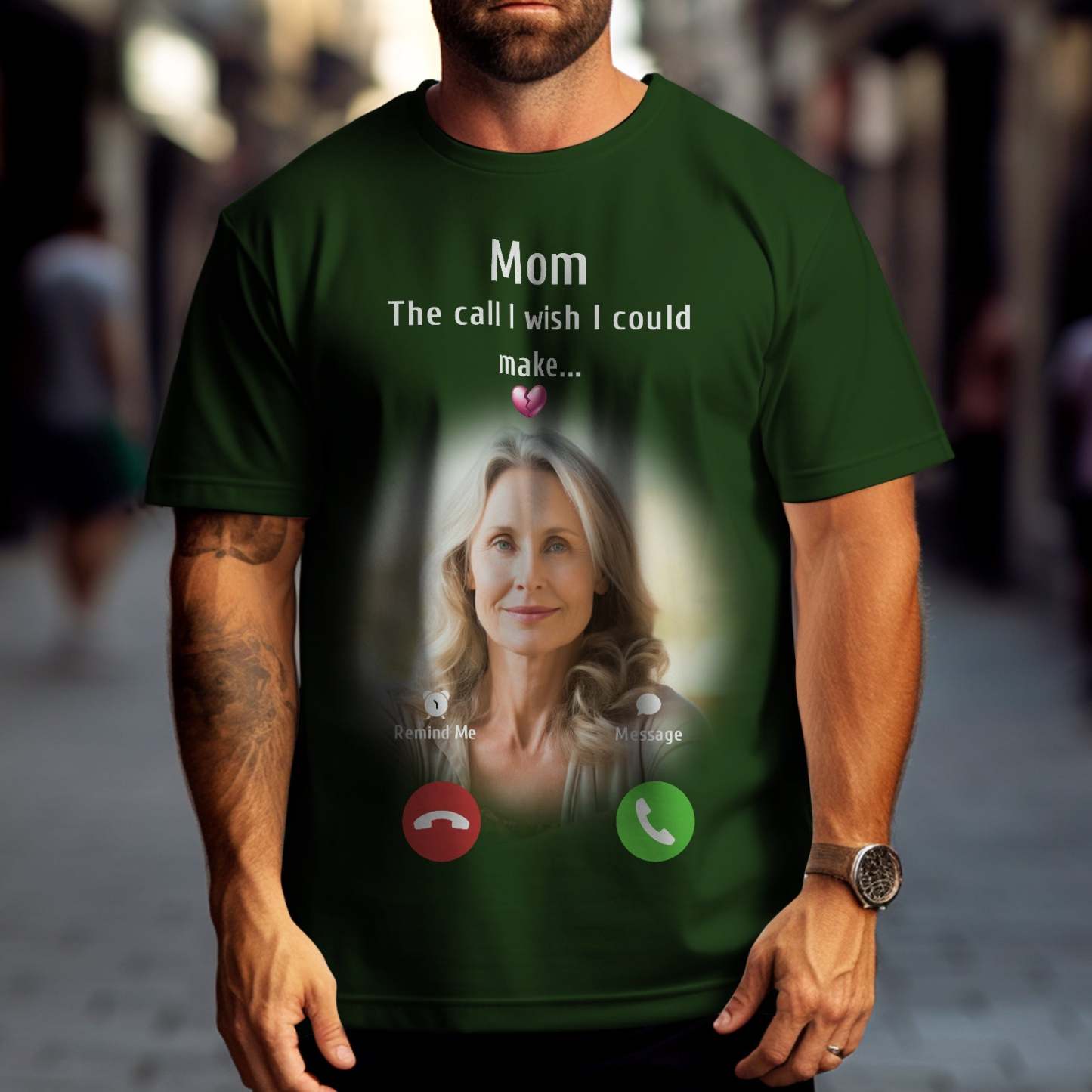 Custom Photo Memorial Mom T-shirt Memorial Gift Idea Personalised Shirt The Call I Wish I Could Make - My Photo Socks AU