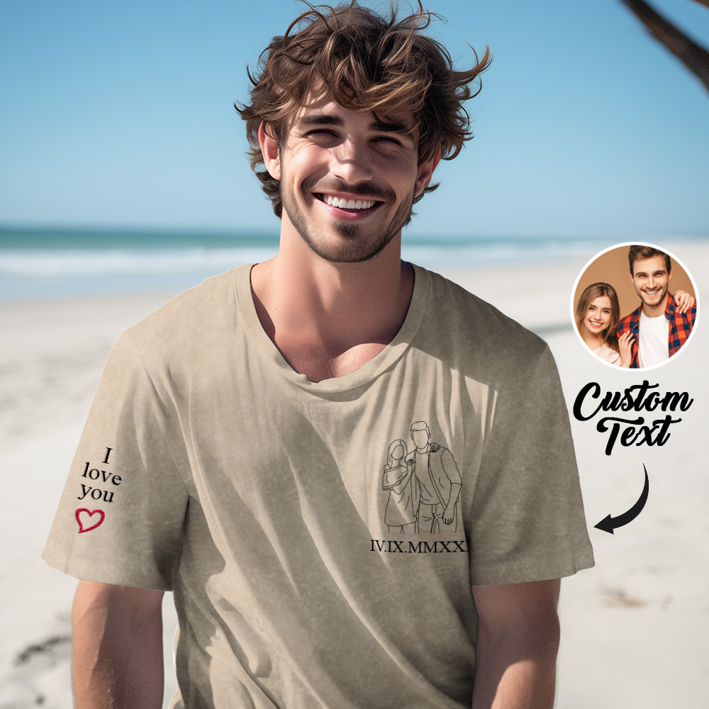 Embroidered Photo Shirt, Potrait From Photo Shirt, Custom Shirt With Photo Embroidery Comfort Colors Shirt, Personalized Shirt for Couple - MyPhotoSocksAu