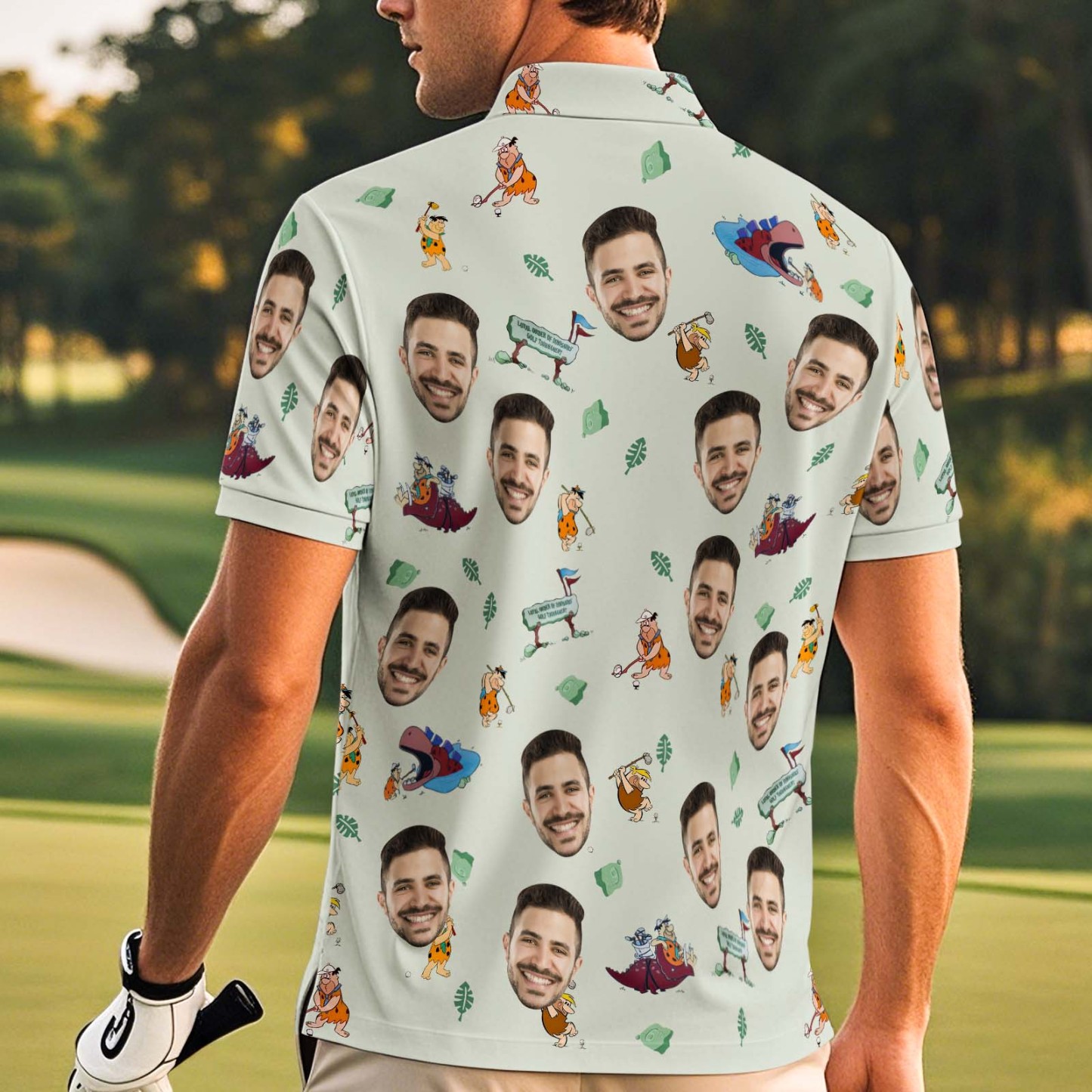 Custom Face Polo Shirt Playing Golf Pattern Polo Shirt For Men - MyPhotoSocksAu