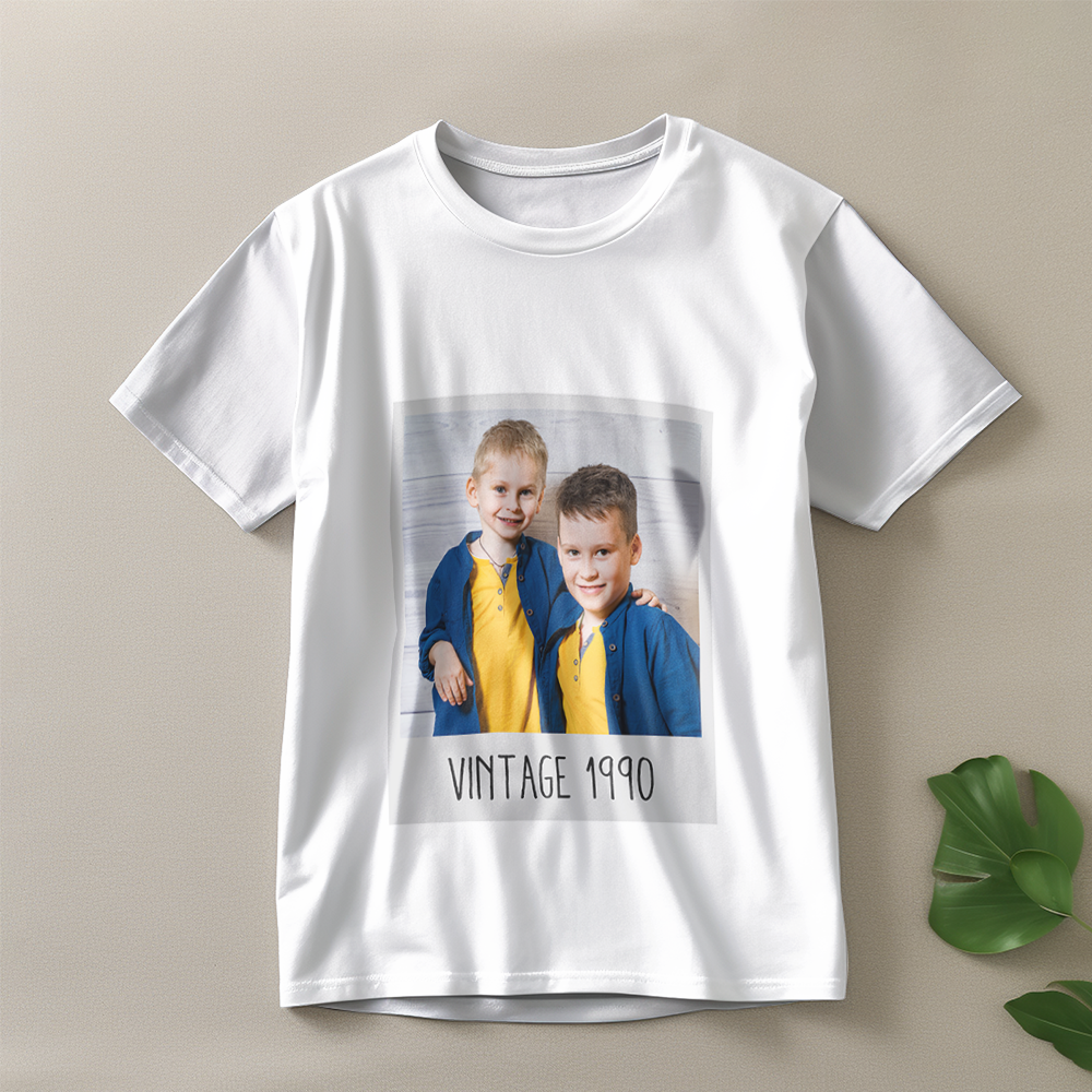 Custom Photo Vintage Tee Personalized Name T-shirt for Men Unique 90s Vintage Shirt Old School Tee - MyPhotoSocksAu