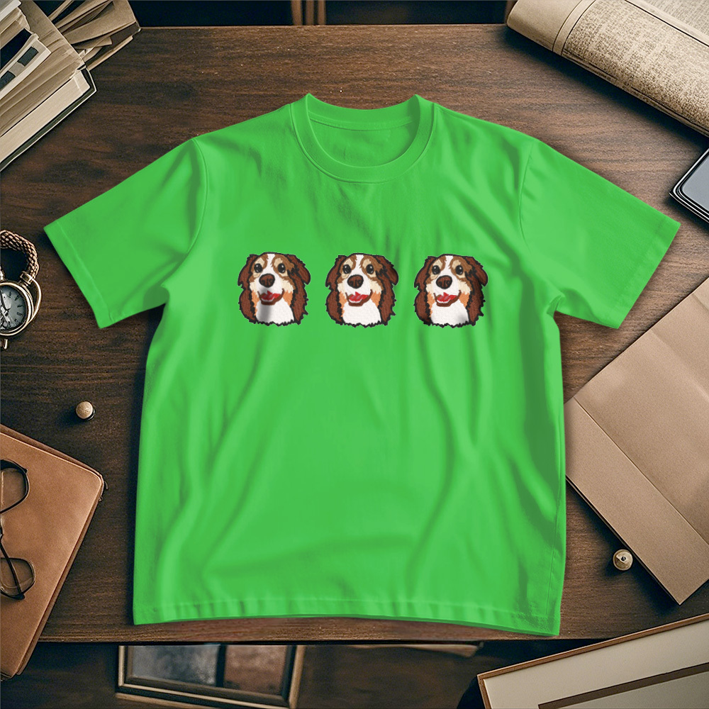 Custom Photo Vintage Tee Personalized Photo Name Pet Embroidery T-shirt for Pet Lover - MyPhotoSocksAu