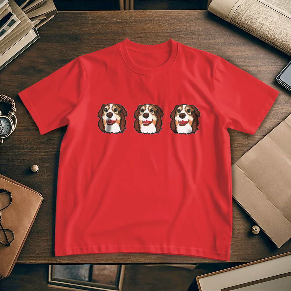 Custom Photo Vintage Tee Personalized Photo Name Pet Embroidery T-shirt for Pet Lover - MyPhotoSocksAu